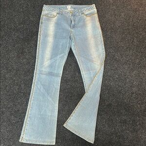 Women's Light Blue Caché Jeans with Gold chain accents